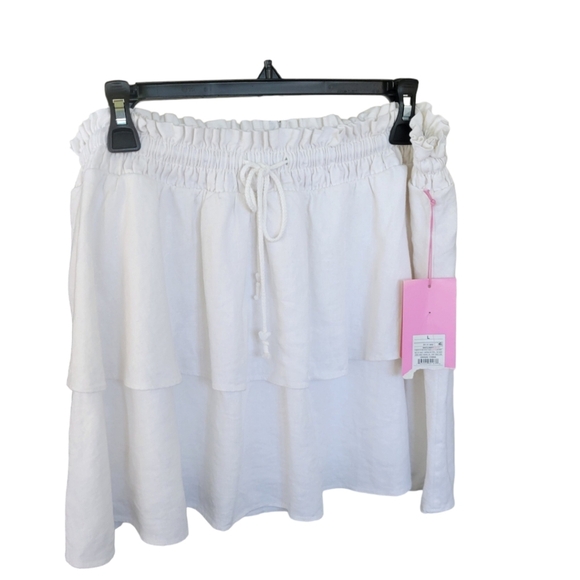 Stoney Clover x Target White Hi Rise Linen Cotton Tiered Mini Summer Skirt Large - Picture 8 of 13